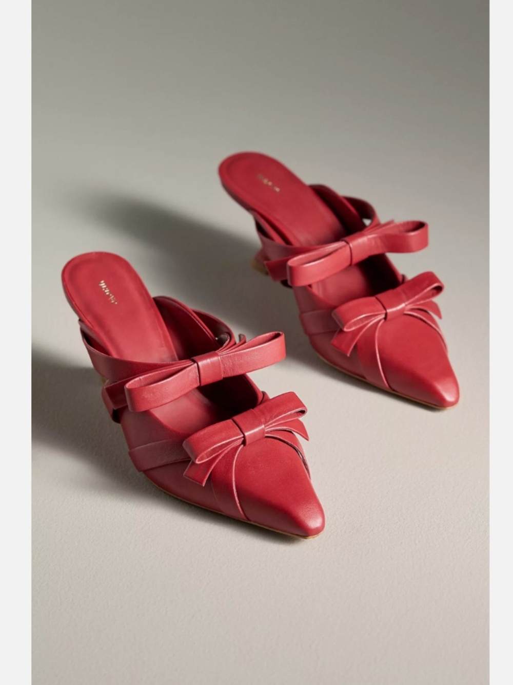 NWT ANTHROPOLOGIE MAEVE DOUBLE BOW HEELED MULES